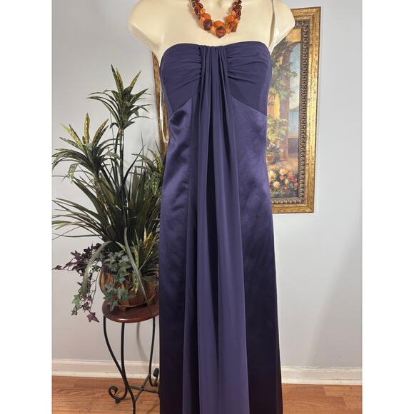 David’s Bridal Strapless Gown Sz 14 Ruched Bodice Formal Bridesmaid Eveningwear - Picture 2 of 10